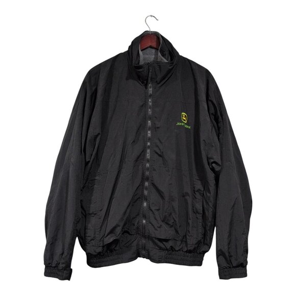 John Deere 2 in 1 Jacket Coat Mens Black Fleece Lined Zip Out Vest Full Zip Sz L - Picture 1 of 16